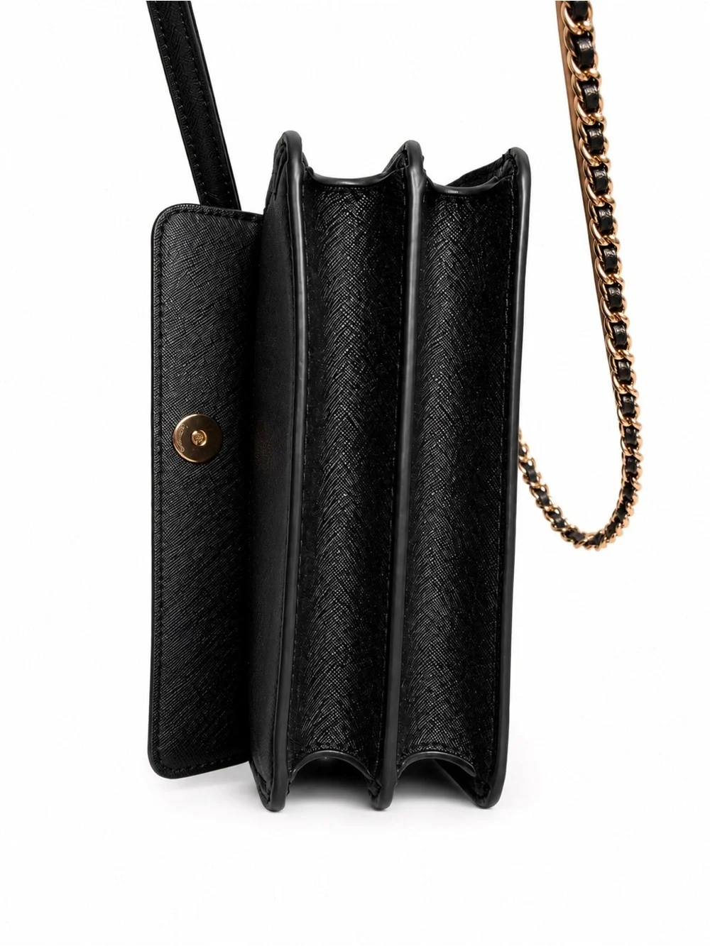 Tory Burch Black Saffiano Leather Chain Crossbody with Gold Hardware